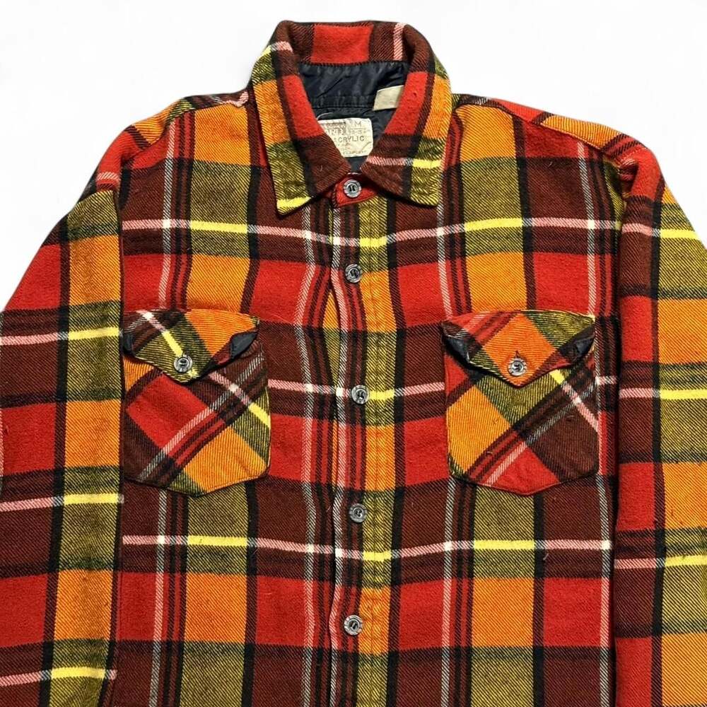 Vintage Montgomery Ward Plaid Flannel Button-Down Shirt